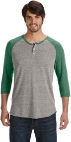 img 1 attached to Alternative Raglan Sleeve Henley Shirt Men's Clothing for Shirts