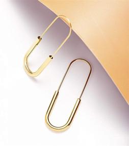 img 1 attached to Stylish Gold Plated Hypoallergenic Pin Earrings Hoop: Trendy Minimalist Jewelry for Women, Girls, and Teens