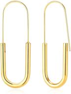 stylish gold plated hypoallergenic pin earrings hoop: trendy minimalist jewelry for women, girls, and teens logo