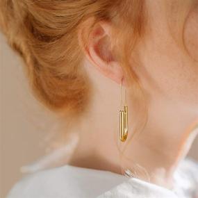 img 3 attached to Stylish Gold Plated Hypoallergenic Pin Earrings Hoop: Trendy Minimalist Jewelry for Women, Girls, and Teens