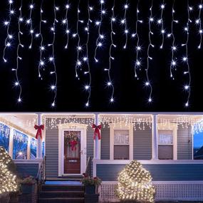 img 4 attached to 🎄 Joliyoou Dripping Window Lights - Stunning 360 LEDs 29.5ft Curtain Fairy Lights for Christmas Décor - 8 Modes with 60 Drops - Perfect Indoor/Outdoor Holiday Wedding Party Decorations in White