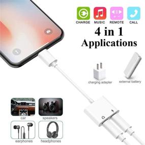 img 3 attached to 🎧 Apple MFi Certified Dual Lightning iPhone Splitter & Headphones Adapter: 4-in-1 Audio+Charge+Call+Volume Control | Compatible with iPhone 6/6S/7/8/X/XR/XS/11/12/13 | 2-Pack