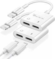 🎧 apple mfi certified dual lightning iphone splitter & headphones adapter: 4-in-1 audio+charge+call+volume control | compatible with iphone 6/6s/7/8/x/xr/xs/11/12/13 | 2-pack logo