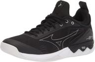 mizuno womens luminous volleyball black white women's shoes in athletic logo