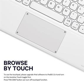 img 2 attached to 📱 White Flip Stand Keyboard Case for iPad 9th/8th/7th Generation 10.2” – Detachable Wireless Keyboard with Smart Trackpad, Pencil Holder