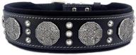 🐶 genuine leather dog collar - bestia maximus for large breeds: cane corso, rottweiler, boxer, bullmastiff, dogo. high-quality, 100% leather, studded, m-xxl size, 2.5 inch wide, padded. made in europe. logo