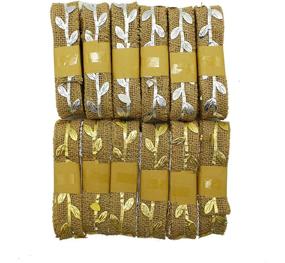 img 4 attached to 🎁 Burlap Gold Leaf Ribbon and Silver Leaf Ribbon for Gift Wrapping, DIY, and Crafting - Pack of 6 Silver Rolls & 6 Gold Rolls, 9.6-inch Wide Rolls with 13 Yards Length