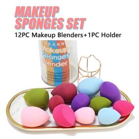 img 3 attached to 💄 12pcs Makeup Sponge Blender Set and 1PCS Beauty Foundation Sponge Blender Holder - Flawless Blending Sponges for Cream, Liquid Foundation & Powder. Ideal Cosmetic Puff Gift for Women.