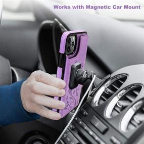 img 1 attached to Vaburs iPhone 11 Pro Max Wallet Case with Card Holder, Butterfly Embossed Premium 🦋 PU Leather, Double Magnetic Buttons, Shockproof Flip Cover for iPhone 11 Pro Max 6.5 Inch, Purple