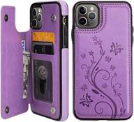 vaburs iphone 11 pro max wallet case with card holder, butterfly embossed premium 🦋 pu leather, double magnetic buttons, shockproof flip cover for iphone 11 pro max 6.5 inch, purple logo