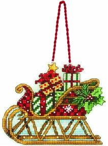 img 1 attached to 🛷 Sleigh Christmas Ornament Kit by Dimensions - 4.5'' W x 3.5'' H - Counted Cross Stitch