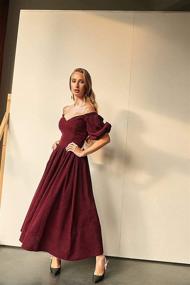 img 1 attached to 👗 Lipinskaya Brand Corduroy Off-The-Shoulder Maxi Dress - Women's Midi Length Dress