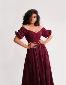 img 2 attached to 👗 Lipinskaya Brand Corduroy Off-The-Shoulder Maxi Dress - Women's Midi Length Dress