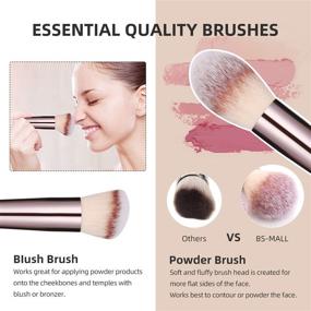 img 3 attached to 🎨 BS-MALL Synthetic Makeup Brushes Set of 18 - Stand Up Foundation Powder, Concealers, Eye shadows, Blush Makeup Brushes in Champagne Gold, with 3 Makeup Sponges