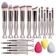 🎨 bs-mall synthetic makeup brushes set of 18 - stand up foundation powder, concealers, eye shadows, blush makeup brushes in champagne gold, with 3 makeup sponges logo