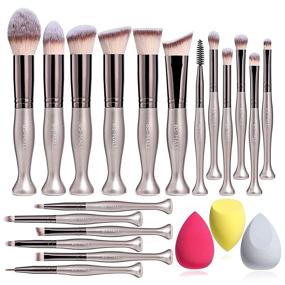 img 4 attached to 🎨 BS-MALL Synthetic Makeup Brushes Set of 18 - Stand Up Foundation Powder, Concealers, Eye shadows, Blush Makeup Brushes in Champagne Gold, with 3 Makeup Sponges