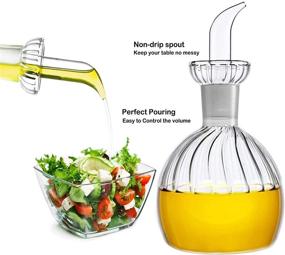 img 2 attached to 18 oz/540 ml Clear Glass Olive Oil Dispenser Bottle with Pourers - Oil & Vinegar Cruet, No Funnel Needed - Olive Oil Carafe Decanter for Kitchen and BBQ, Olive Oil Dispenser Bottle