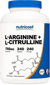 img 4 attached to 💪 Enhance Stamina and Performance with Nutricost L-Arginine L-Citrulline Complex 750mg - Non-GMO | 240 Capsules