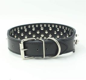 img 4 attached to 🐶 Stylish and Durable BONAWEN Leather Dog Collar with Spikes for Large and Medium Dogs - 2" Width