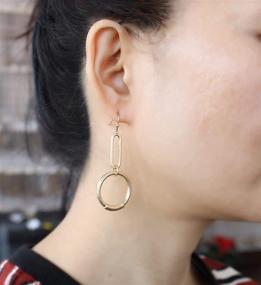 img 1 attached to Lightweight Geometric Earrings Quatrefoil Oval_WornGold