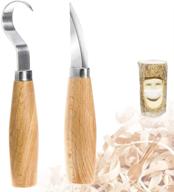 🔪 wood carving tools set of 2 - hook knives for spoons, crooked chip knife for whittling cups, bowls - ideal for beginners logo