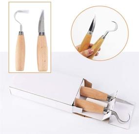 img 2 attached to 🔪 Wood Carving Tools Set of 2 - Hook Knives for Spoons, Crooked Chip Knife for Whittling Cups, Bowls - Ideal for Beginners