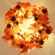 🍁 ambient hanizi fall front door wreath 18 inches: illuminated autumn harvest thanksgiving décor for indoors and outdoors, battery powered логотип