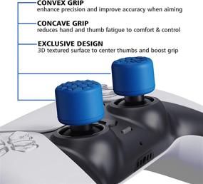 img 2 attached to 🎮 Enhance Gaming Precision with PlayVital Blue Ergonomic Stick Caps Thumb Grips for PS5, PS4, Xbox Series X/S, Xbox One, Switch Pro Controller - 3 Height Options, Diamond Grain & Crack Bomb Design