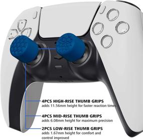 img 3 attached to 🎮 Enhance Gaming Precision with PlayVital Blue Ergonomic Stick Caps Thumb Grips for PS5, PS4, Xbox Series X/S, Xbox One, Switch Pro Controller - 3 Height Options, Diamond Grain & Crack Bomb Design