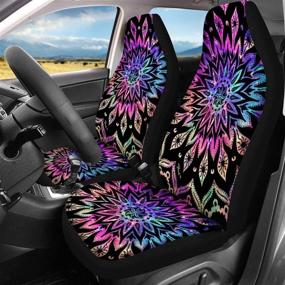 img 2 attached to 🌸 POLERO Aztec Tribal Boho Mandala Flower Women Decorative Car Seat Covers - Front Saddle Blanket Cover for Girly Interior Protection and Accessories