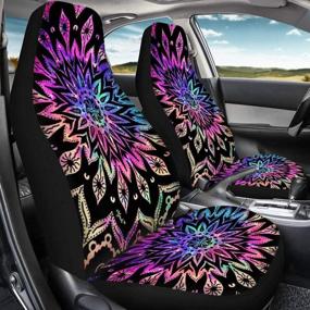 img 3 attached to 🌸 POLERO Aztec Tribal Boho Mandala Flower Women Decorative Car Seat Covers - Front Saddle Blanket Cover for Girly Interior Protection and Accessories