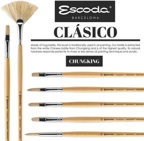 img 1 attached to 🖌️ Escoda Clasico Series 5131 Long Handle Artist Oil & Acrylic Brush, Round, Size 6