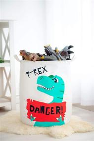 img 3 attached to Durable and Fun Dinosaur Kids Laundry Hamper and Toy Storage Box - KAZULO Dinosaur Large Storage Hamper with Handles - Collapsible Canvas Basket for Boys - Perfect Toy Organizer and Storage Solution (T-Rex Dinosaur Design Included)