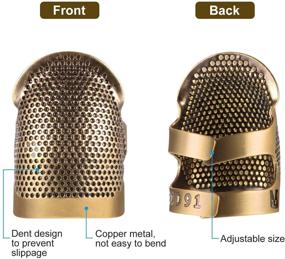 img 2 attached to 🧵 Youthbro 4 Pack Sewing Thimble Finger Protector: Copper Sew Fingertip Thimble & Leather Coin Finger Pads for Quilting, Knitting, DIY Craft