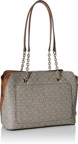 img 1 attached to 👜 Chic and Organized: Calvin Klein Hailey Signature Triple Compartment Chain Satchel