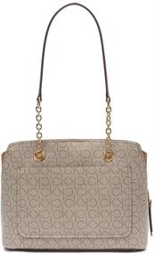 img 3 attached to 👜 Chic and Organized: Calvin Klein Hailey Signature Triple Compartment Chain Satchel