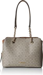 img 4 attached to 👜 Chic and Organized: Calvin Klein Hailey Signature Triple Compartment Chain Satchel