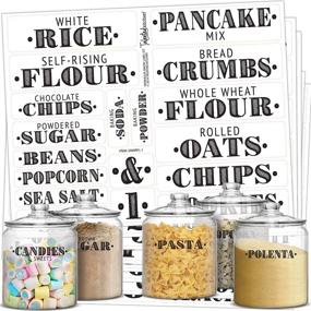 img 4 attached to 🏡 154 Talented Kitchen Farmhouse Pantry Labels – Food Stickers, Water-Resistant Jar Labels for Containers – Pantry Organization and Storage, Kitchen Pantry Names (154 Farmhouse Pantry)