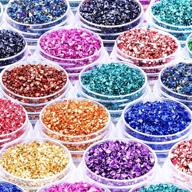 ✨ fine crushed glass craft glitter for resin art, irregular metallic crystal chips, chunky flakes sequins, nail arts, diy vase filler, epoxy jewelry making decoration - 12 box logo