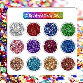 img 3 attached to ✨ Fine Crushed Glass Craft Glitter for Resin Art, Irregular Metallic Crystal Chips, Chunky Flakes Sequins, Nail Arts, DIY Vase Filler, Epoxy Jewelry Making Decoration - 12 Box