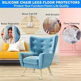 img 3 attached to 20pcs Silicone Chair Leg Floor Protectors: Anti-Scratch Furniture Pads for Hardwood Floors - Felt 🪑 Feet Caps for Chair Leg, Round Square Legs Protector - Silicon Protection Covers, Rubber Sliders for Chairs