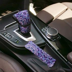 img 4 attached to 🌸 Lotus Car Accessories Set for Women and Girls: YR Gear Shift Knob Cover & Hand Brake Cover, Cute Car Gear Shift Cover