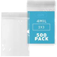 🔒 500-pack of 2-inch clear plastic reusable zip bags - bulk gpi logo
