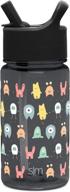 👶 simple modern 16oz kids water bottle: bpa free tritan plastic cup with straw/sippy lid, dishwasher safe tumbler for toddlers - little monsters design логотип