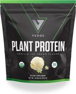 🌱 vedge nutrition сертифицированный органический растительный протеин: ванильный мороженое вкус - органический продукт, без глютена, растительный протеин в порошке (25 порций) логотип