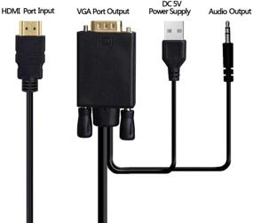 img 3 attached to 🔌 HDMI to VGA Adapter Cable with 3.5mm Audio Cord | 1080P Male Converter Cord | Support for Apple MacBook, Sony PS2 PS3 PS4, Xbox, Notebook PC, DVD Player, Laptop, TV | 6ft/1.8m Length