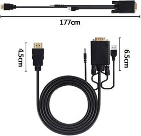 img 2 attached to 🔌 HDMI to VGA Adapter Cable with 3.5mm Audio Cord | 1080P Male Converter Cord | Support for Apple MacBook, Sony PS2 PS3 PS4, Xbox, Notebook PC, DVD Player, Laptop, TV | 6ft/1.8m Length