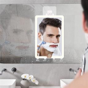 img 3 attached to 🪞 RRtide HD Fogless Shower Mirror with 168 LEDs and Light, Large Size (7.5X5.5in), Anti-Fog Shaving Mirror with Razor Hooks, Wall Hanging Mirror for Bathroom Home, Touch Control, Rechargeable