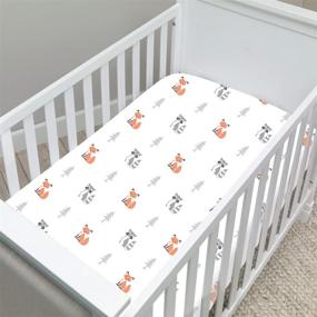 img 3 attached to 🛏️ Pack of 3 GROW WILD Jersey Crib Sheets for Boys - Soft & Stretchy, Grey Woodland Nursery or Toddler Bed Fitted Sheets