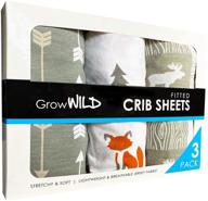 🛏️ pack of 3 grow wild jersey crib sheets for boys - soft & stretchy, grey woodland nursery or toddler bed fitted sheets logo